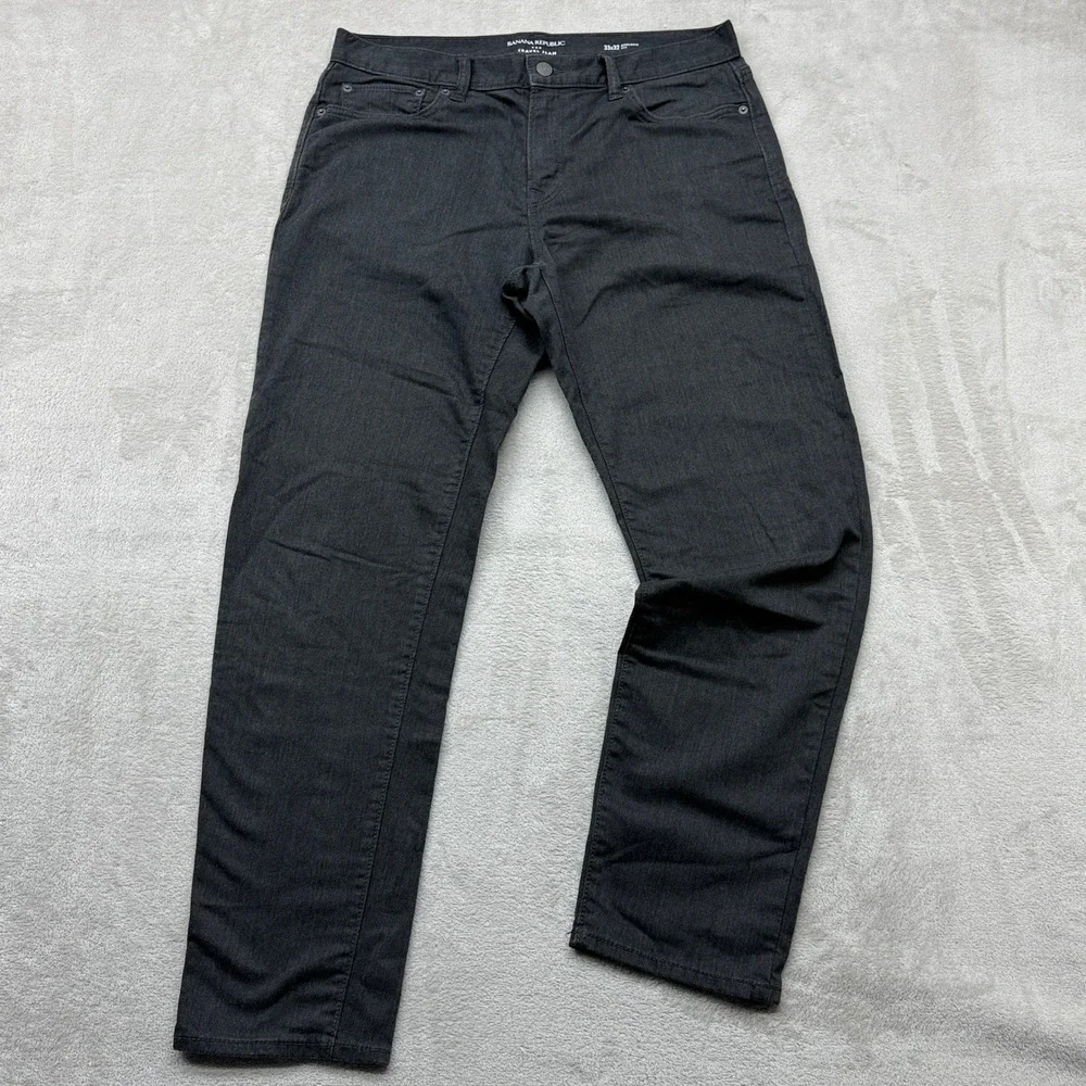 Banana‎ Republic Travel Jean Mens 33x32 Charcoal Gray Athletic Fit Stretch Denim